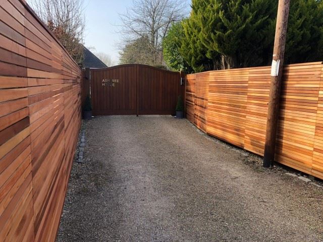 Slatted cedar fencing installed near Wantage